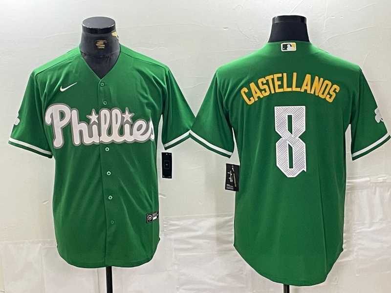 Mens Philadelphia Phillies #8 Nick Castellanos Green 2024 City Connect Stitched Jersey